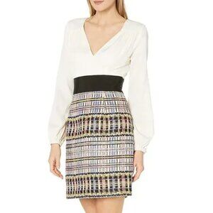 MILLY Women's Nicola Deep-V Tweed Silk Dress, Size 10 - NWT